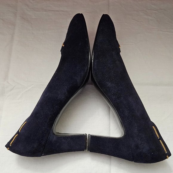 DONATED: Mr. Seymour Women's Navy Suede High Heels - Made in Spain Size 8 B - Picture 6 of 16